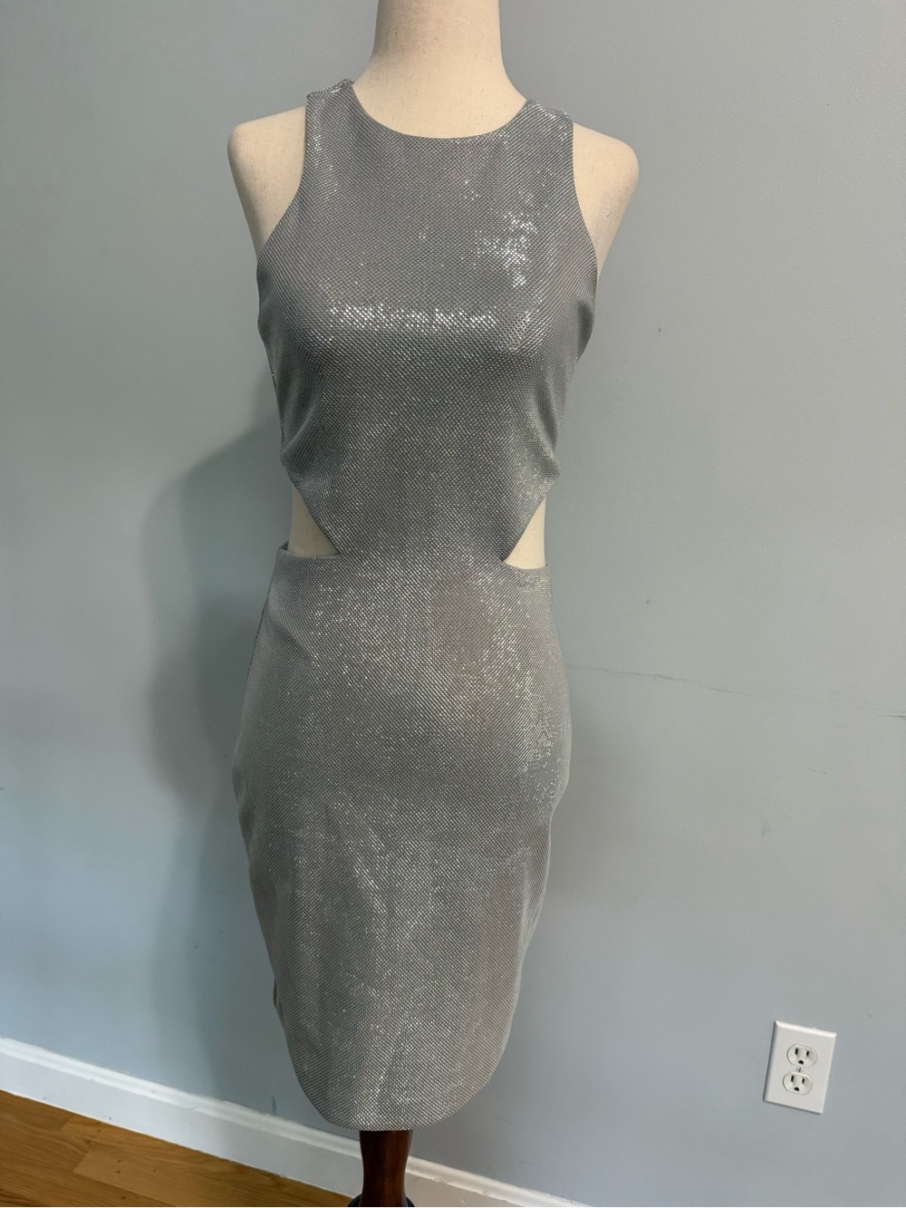 Silver Cutout Sheath Dress
